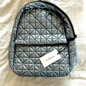 Vee Collective Metallic silver quilted backpack